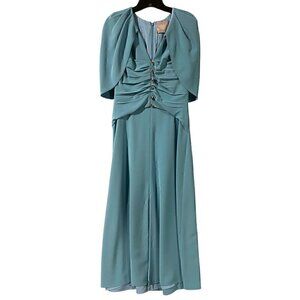 Lela Rose Robin’s Egg Blue Capelet Crepe Midi Dress Size 6 Formal